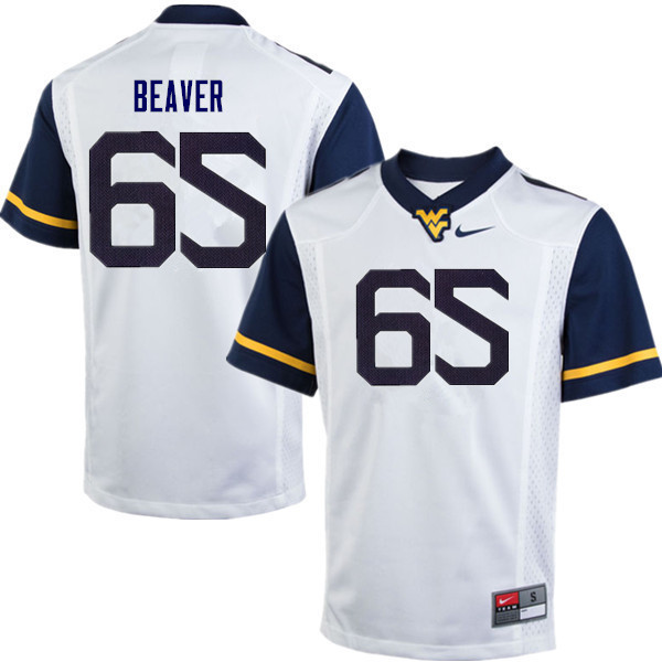 NCAA Men's Donavan Beaver West Virginia Mountaineers White #65 Nike Stitched Football College Authentic Jersey BN23A67OR